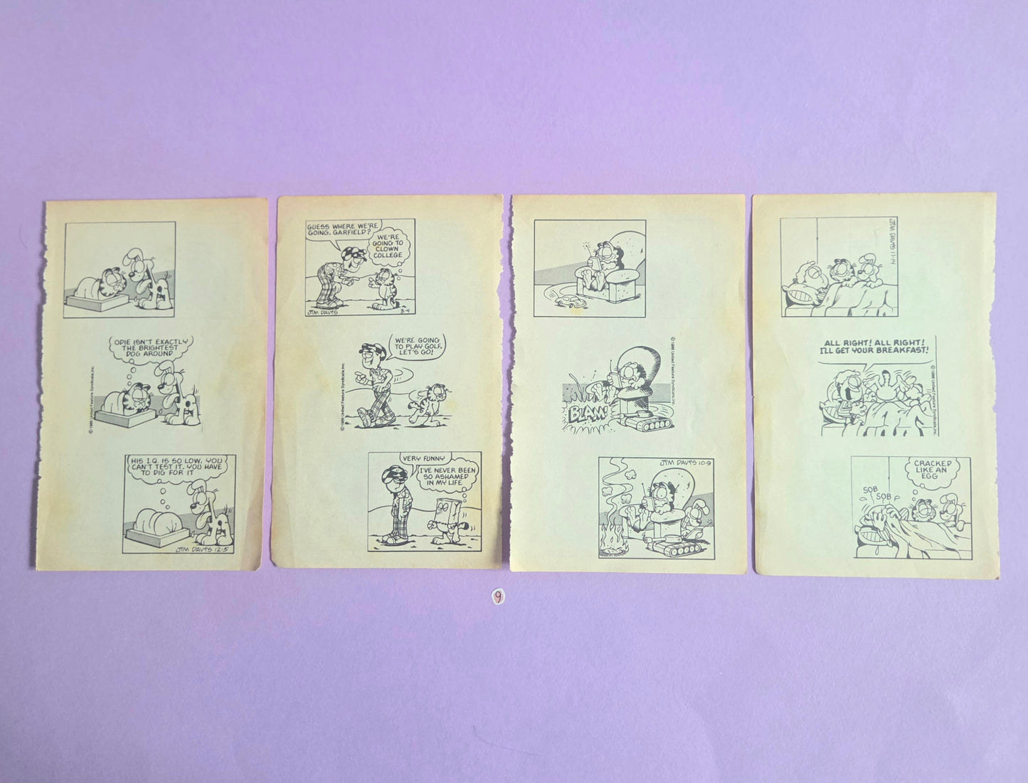 Vintage Garfield Torn Page Ephemera NO. 9 (4 pages)| Double-Sided Comic Book Pages for Junk Journals & Scrapbooking | Limited Edition