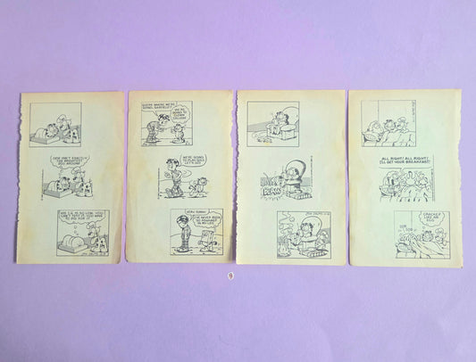 Vintage Garfield Torn Page Ephemera NO. 9 (4 pages)| Double-Sided Comic Book Pages for Junk Journals & Scrapbooking | Limited Edition