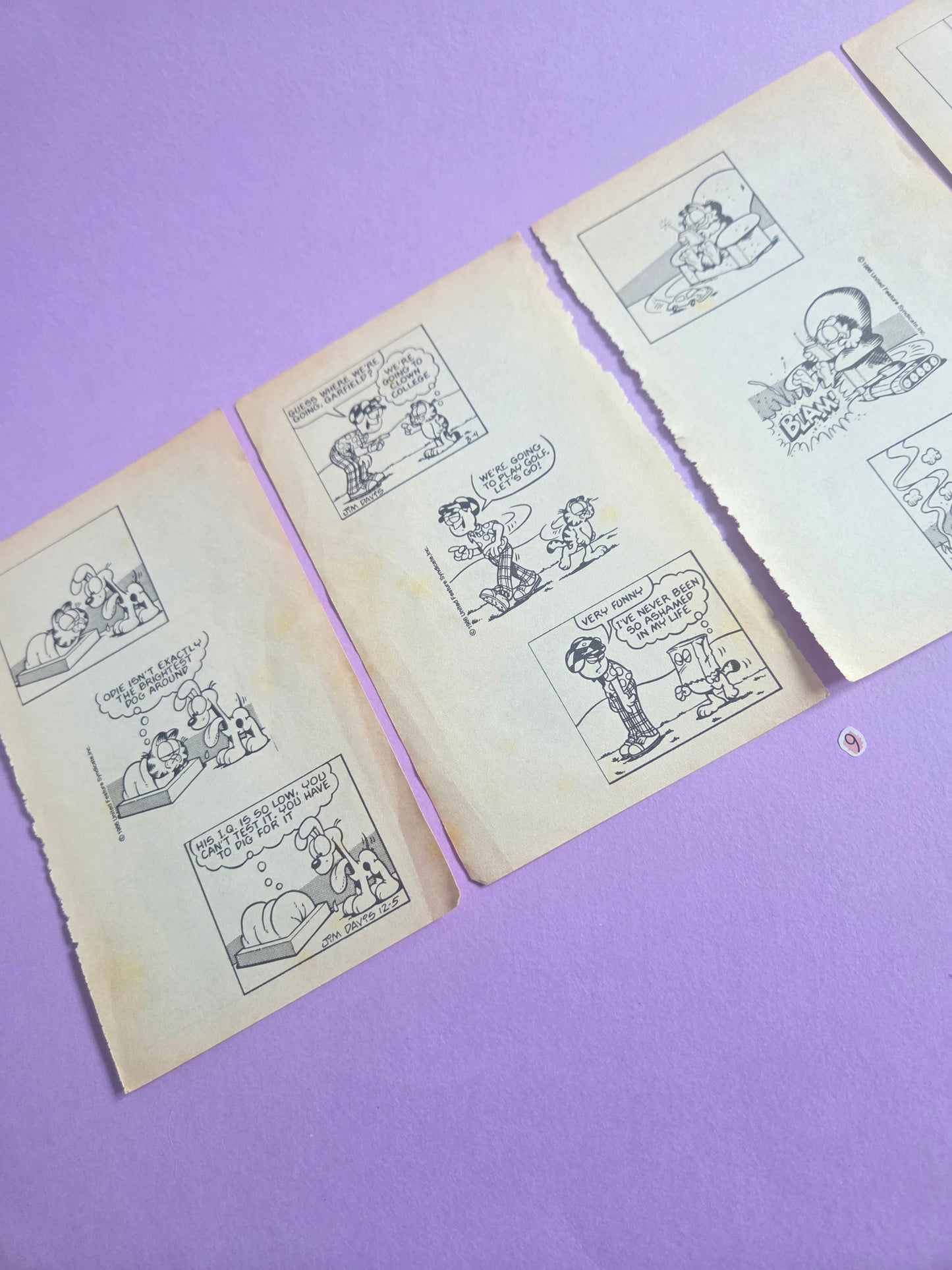 Vintage Garfield Torn Page Ephemera NO. 9 (4 pages)| Double-Sided Comic Book Pages for Junk Journals & Scrapbooking | Limited Edition