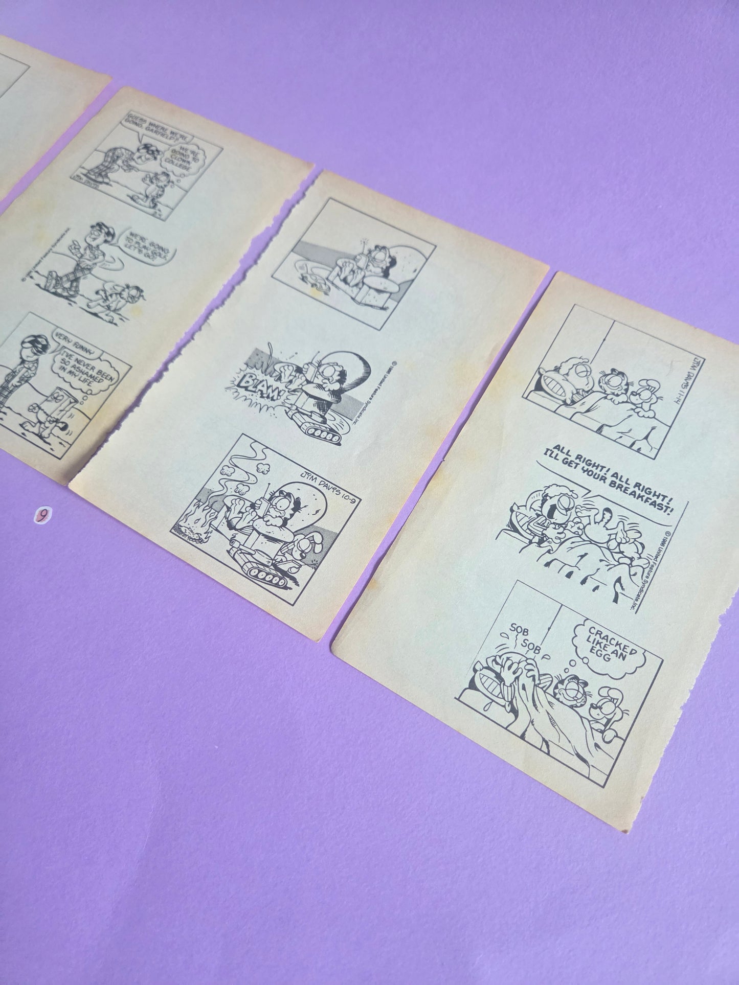 Vintage Garfield Torn Page Ephemera NO. 9 (4 pages)| Double-Sided Comic Book Pages for Junk Journals & Scrapbooking | Limited Edition