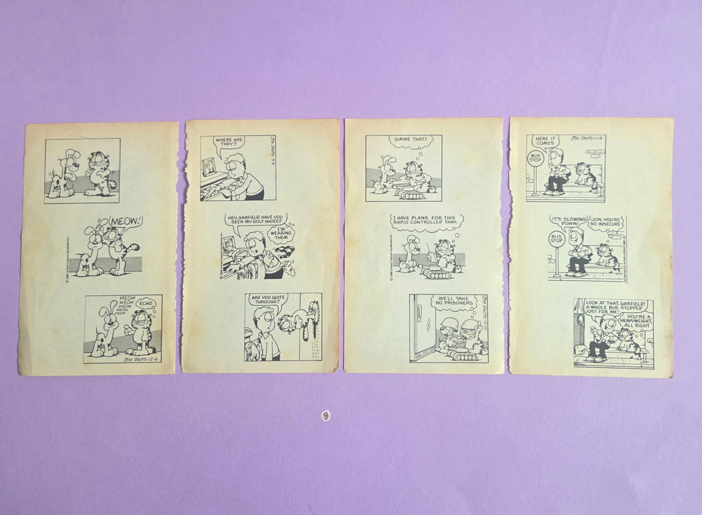 Vintage Garfield Torn Page Ephemera NO. 9 (4 pages)| Double-Sided Comic Book Pages for Junk Journals & Scrapbooking | Limited Edition