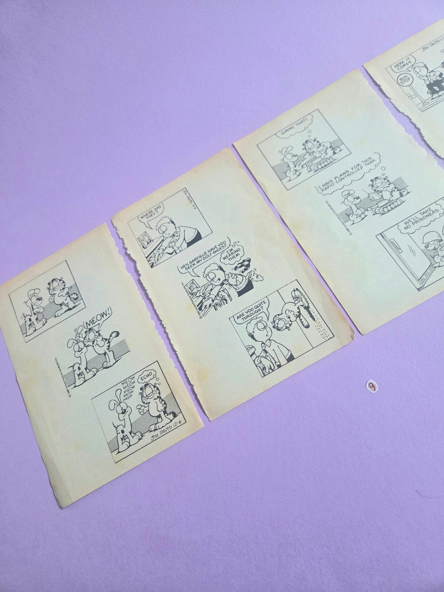 Vintage Garfield Torn Page Ephemera NO. 9 (4 pages)| Double-Sided Comic Book Pages for Junk Journals & Scrapbooking | Limited Edition