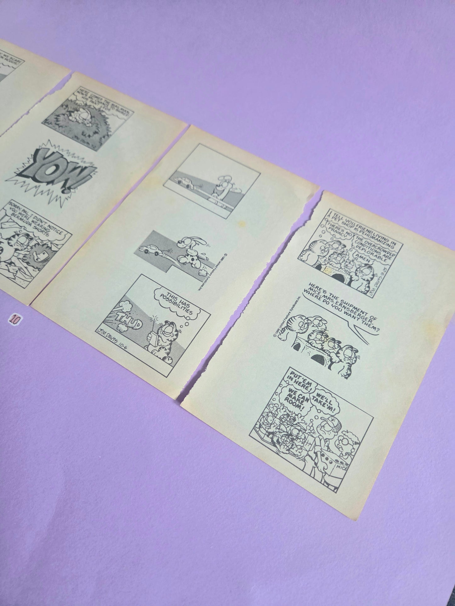 Vintage Garfield Torn Page Ephemera NO. 10 (4 pages)| Double-Sided Comic Book Pages for Junk Journals & Scrapbooking | Limited Edition