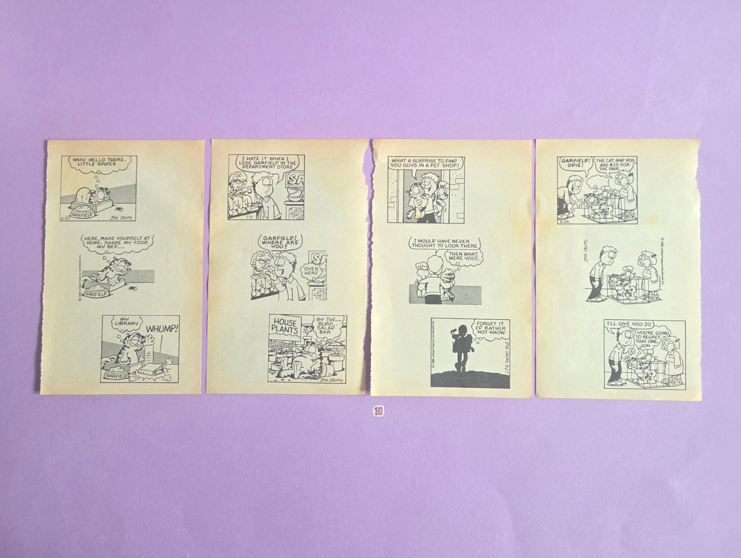 Vintage Garfield Torn Page Ephemera NO. 10 (4 pages)| Double-Sided Comic Book Pages for Junk Journals & Scrapbooking | Limited Edition