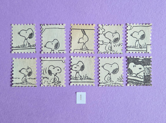 Vintage Snoopy Stamp-Cut Ephemera - SET 1 | Repurposed Comic Book Pieces for Junk Journals & Scrapbooking | Limited Edition