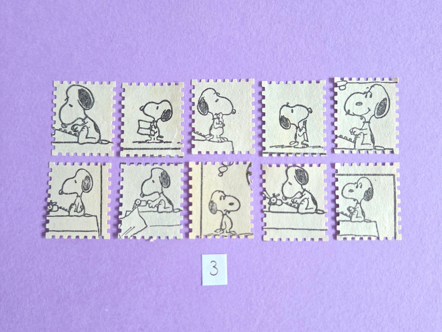 Vintage Snoopy Stamp-Cut Ephemera - SET 3 | Repurposed Comic Book Pieces for Junk Journals & Scrapbooking | Limited Edition