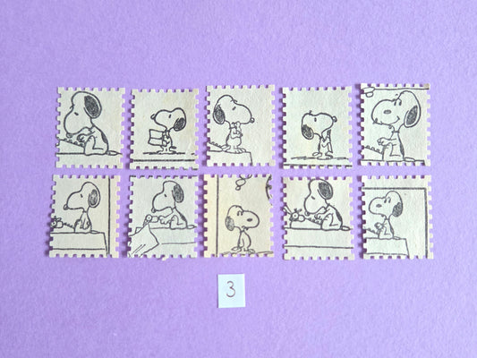 Vintage Snoopy Stamp-Cut Ephemera - SET 3 | Repurposed Comic Book Pieces for Junk Journals & Scrapbooking | Limited Edition