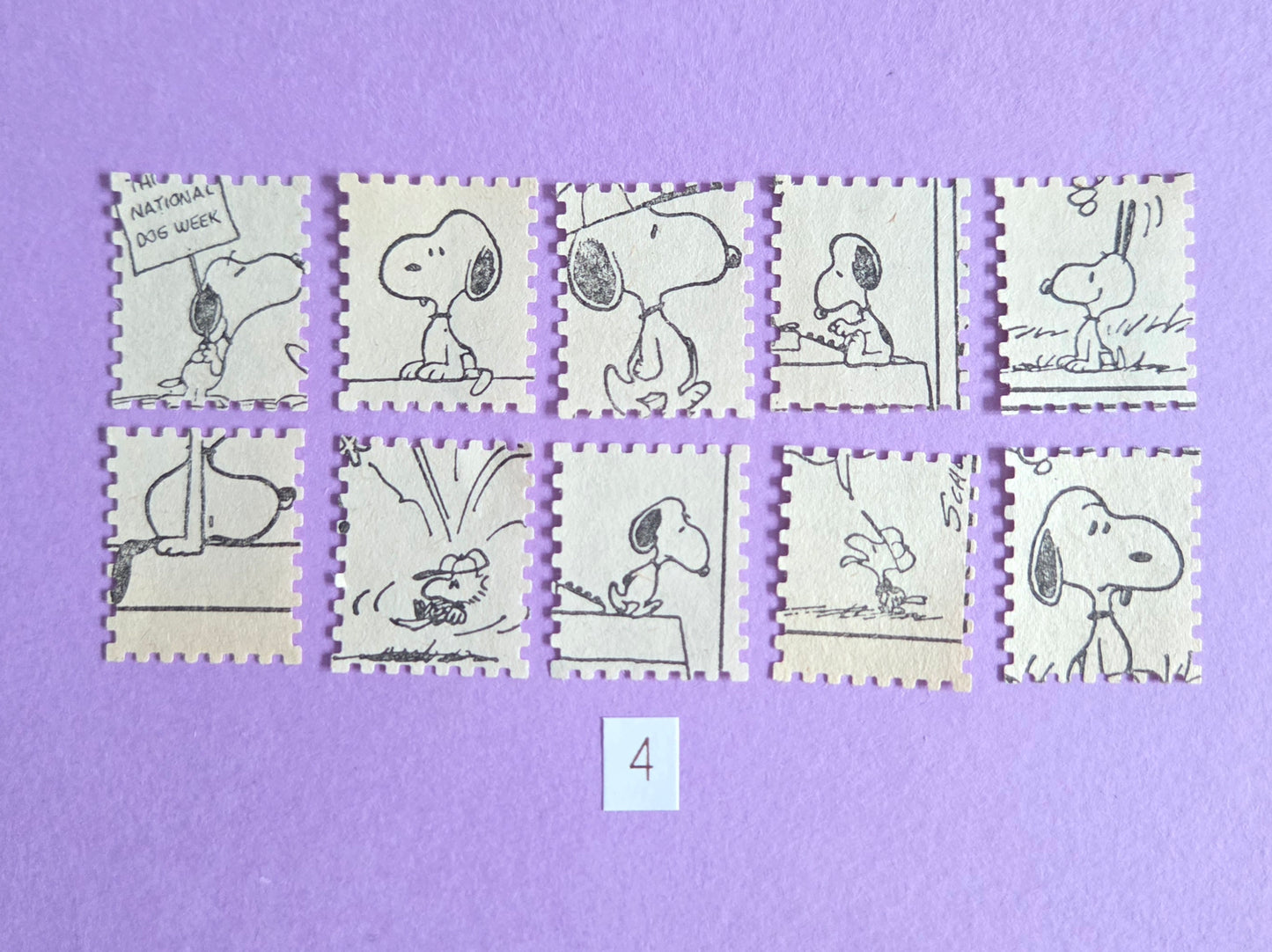 Vintage Snoopy Stamp-Cut Ephemera - SET 4 | Repurposed Comic Book Pieces for Junk Journals & Scrapbooking | Limited Edition