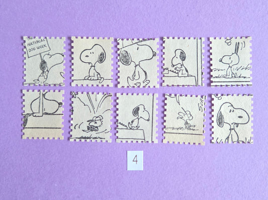 Vintage Snoopy Stamp-Cut Ephemera - SET 4 | Repurposed Comic Book Pieces for Junk Journals & Scrapbooking | Limited Edition