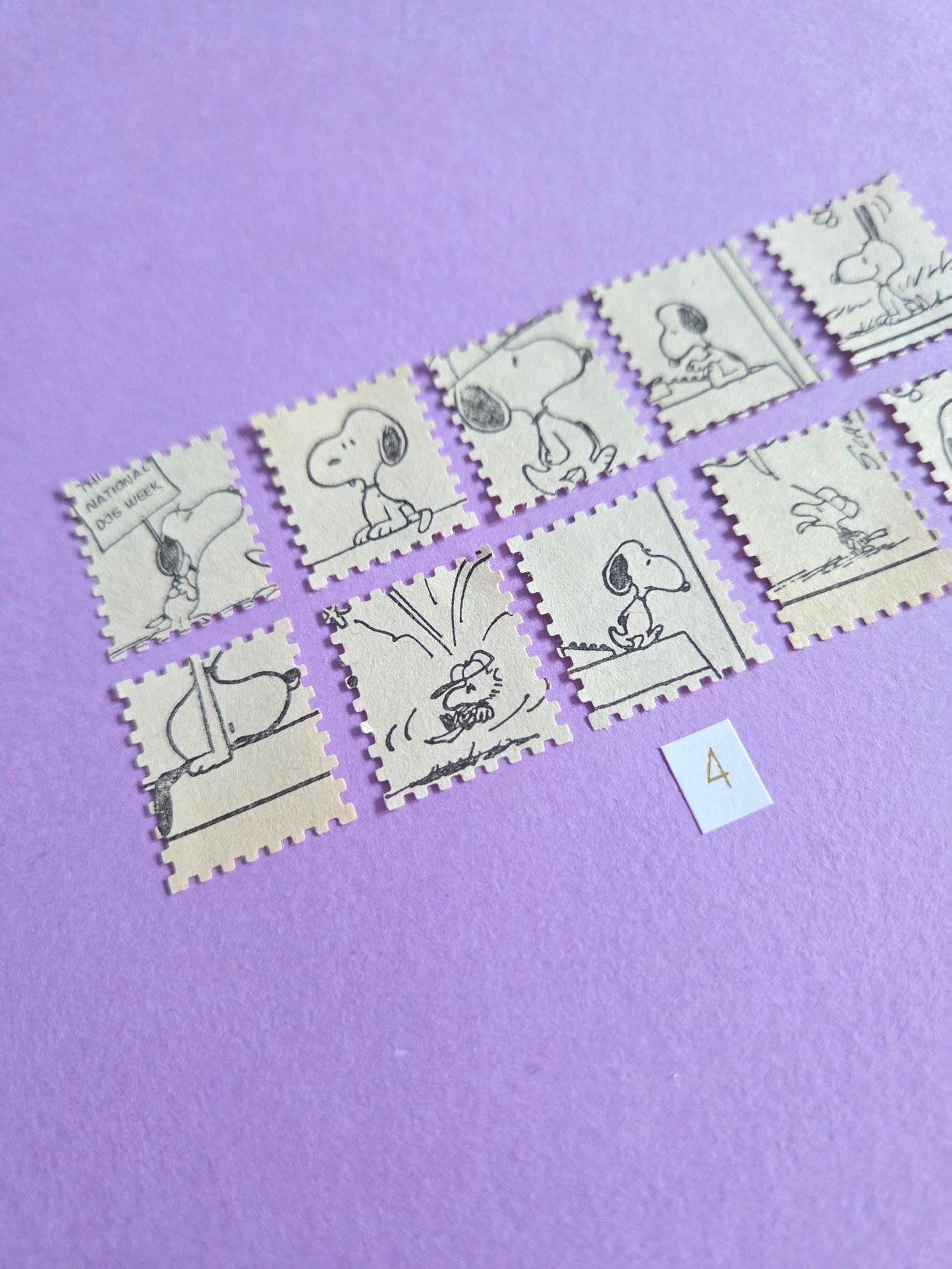 Vintage Snoopy Stamp-Cut Ephemera - SET 4 | Repurposed Comic Book Pieces for Junk Journals & Scrapbooking | Limited Edition