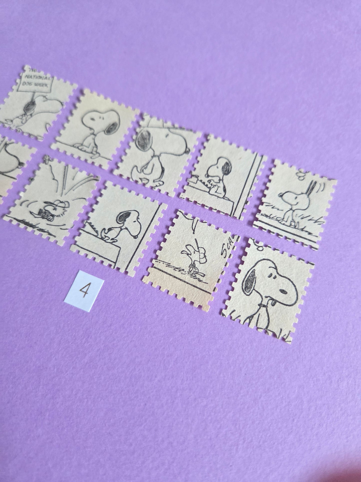 Vintage Snoopy Stamp-Cut Ephemera - SET 4 | Repurposed Comic Book Pieces for Junk Journals & Scrapbooking | Limited Edition