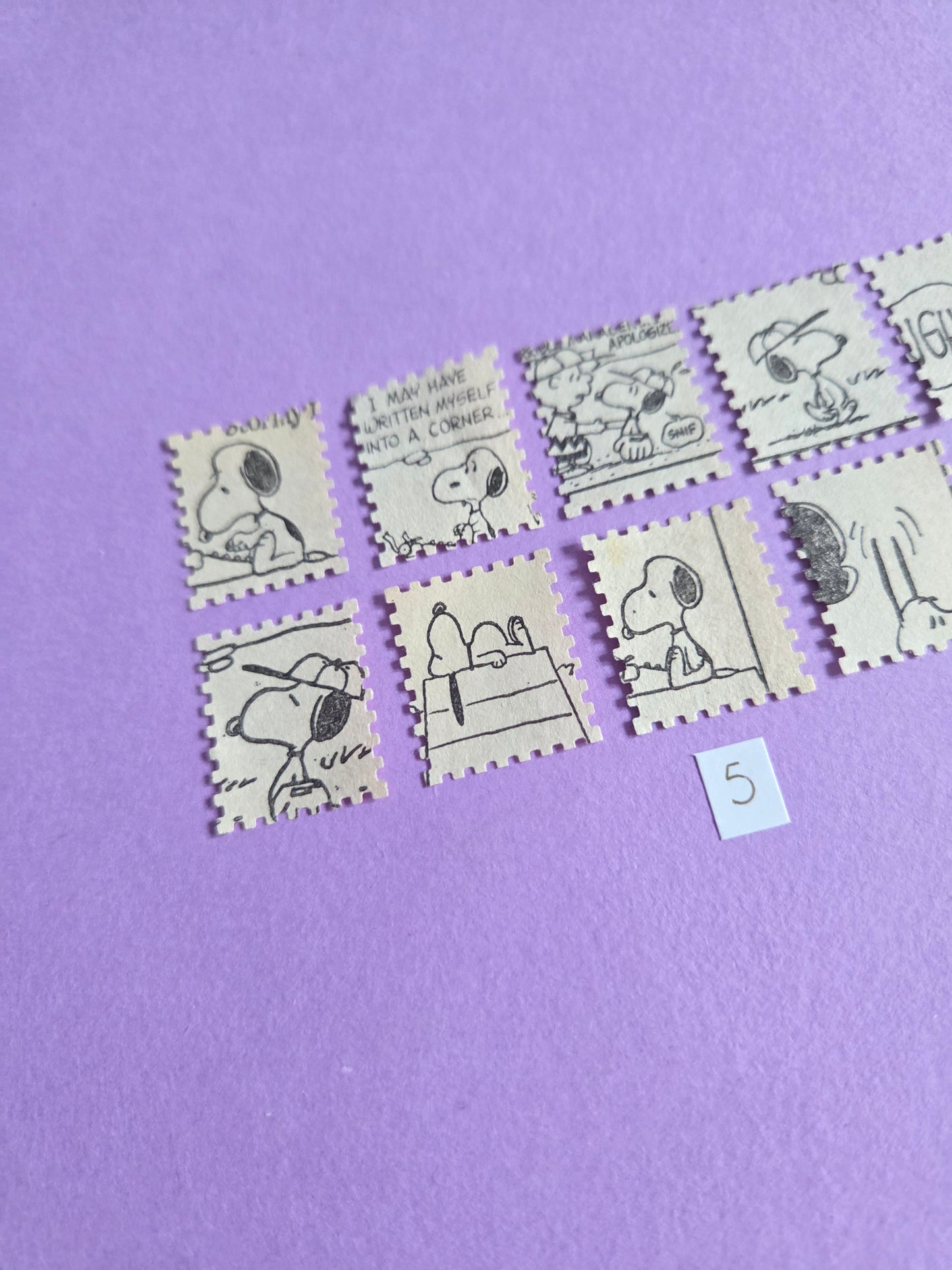 Vintage Snoopy Stamp-Cut Ephemera - SET 5 | Repurposed Comic Book Pieces for Junk Journals & Scrapbooking | Limited Edition