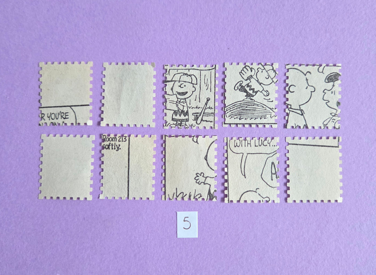 Vintage Snoopy Stamp-Cut Ephemera - SET 5 | Repurposed Comic Book Pieces for Junk Journals & Scrapbooking | Limited Edition