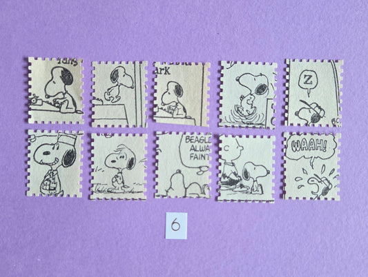 Vintage Snoopy Stamp-Cut Ephemera - SET 6 | Repurposed Comic Book Pieces for Junk Journals & Scrapbooking | Limited Edition