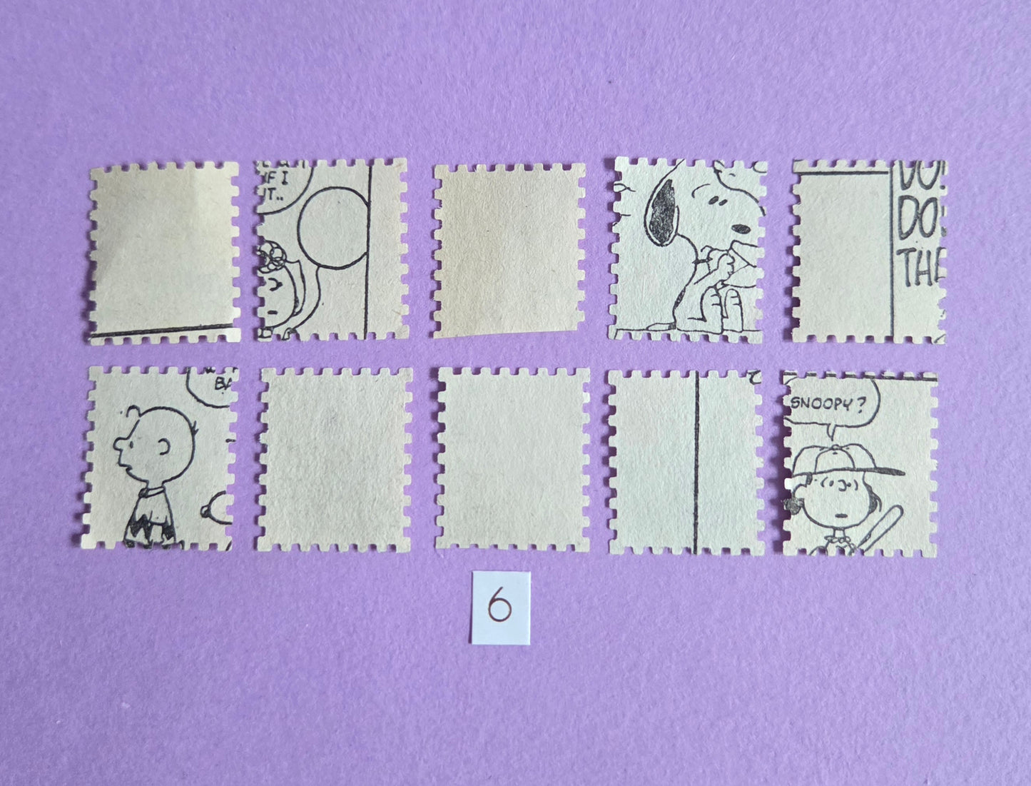 Vintage Snoopy Stamp-Cut Ephemera - SET 6 | Repurposed Comic Book Pieces for Junk Journals & Scrapbooking | Limited Edition