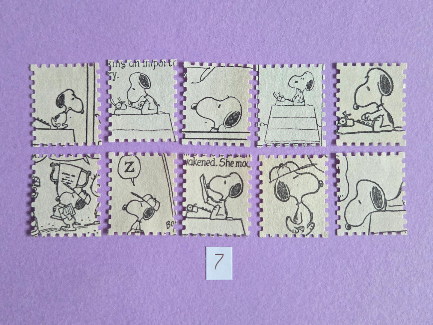 Vintage Snoopy Stamp-Cut Ephemera - SET 7 | Repurposed Comic Book Pieces for Junk Journals & Scrapbooking | Limited Edition