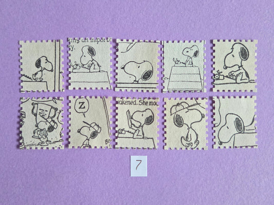 Vintage Snoopy Stamp-Cut Ephemera - SET 7 | Repurposed Comic Book Pieces for Junk Journals & Scrapbooking | Limited Edition