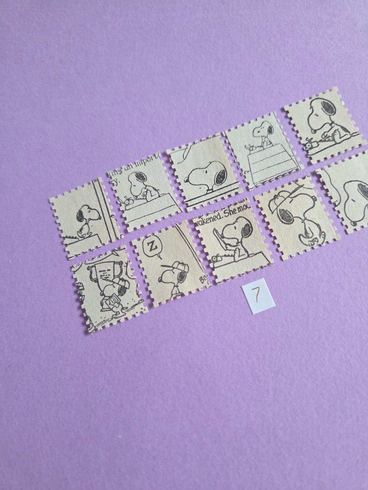 Vintage Snoopy Stamp-Cut Ephemera - SET 7 | Repurposed Comic Book Pieces for Junk Journals & Scrapbooking | Limited Edition