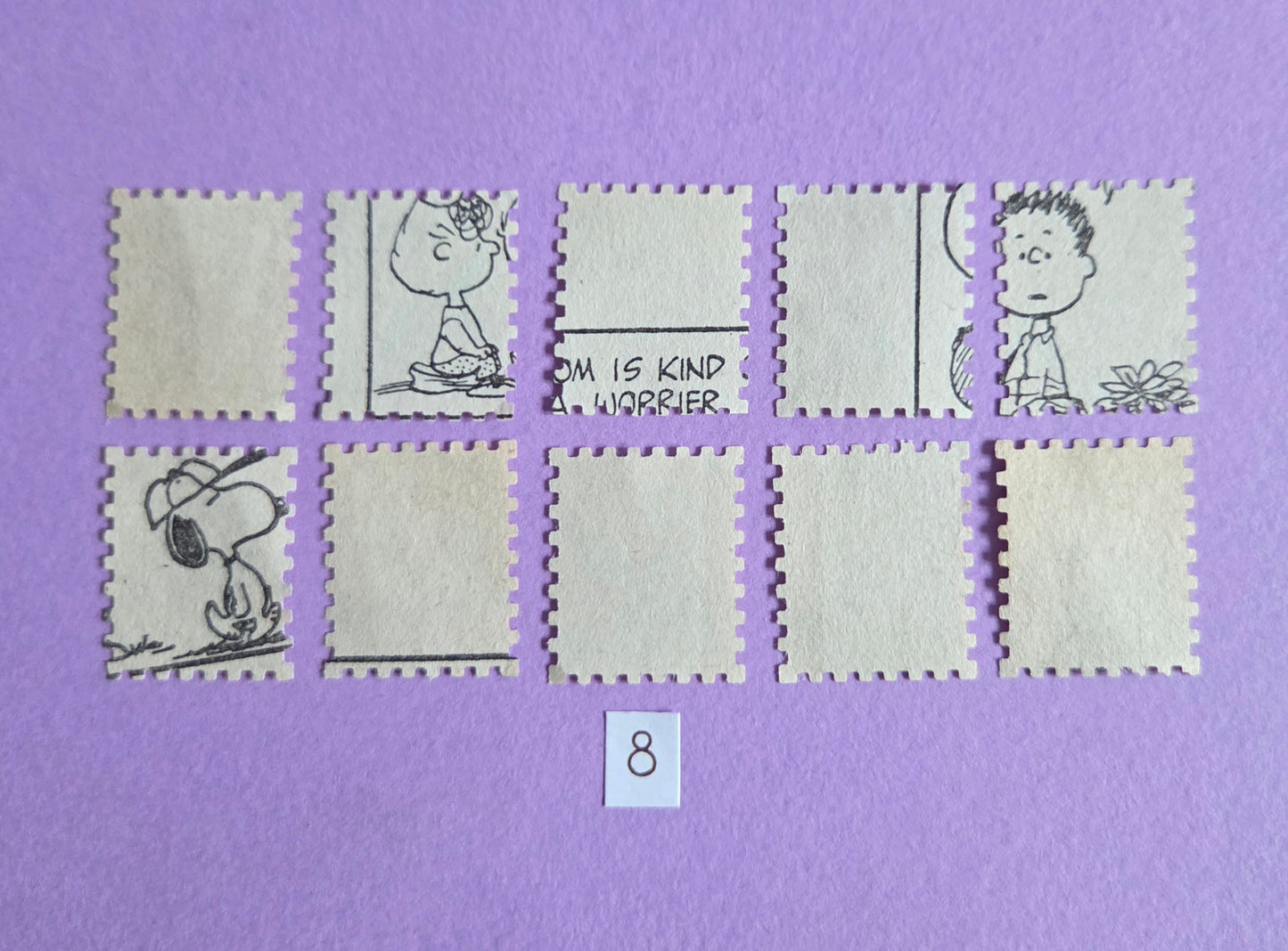 Vintage Snoopy Stamp-Cut Ephemera - SET 8 | Repurposed Comic Book Pieces for Junk Journals & Scrapbooking | Limited Edition