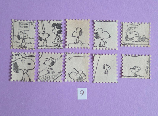 Vintage Snoopy Stamp-Cut Ephemera - SET 9 | Repurposed Comic Book Pieces for Junk Journals & Scrapbooking | Limited Edition