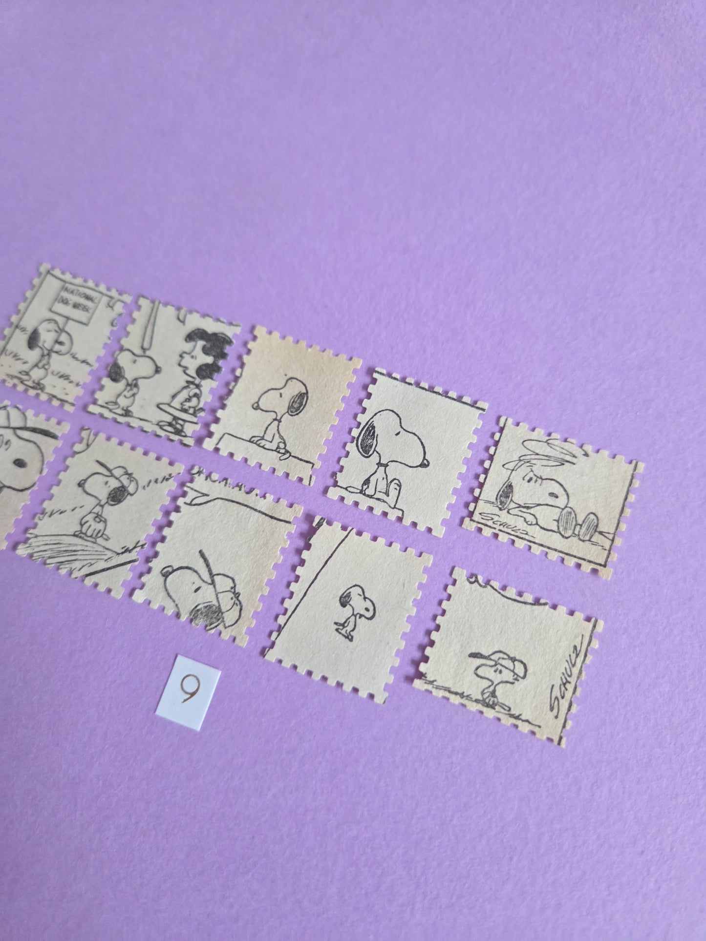 Vintage Snoopy Stamp-Cut Ephemera - SET 9 | Repurposed Comic Book Pieces for Junk Journals & Scrapbooking | Limited Edition