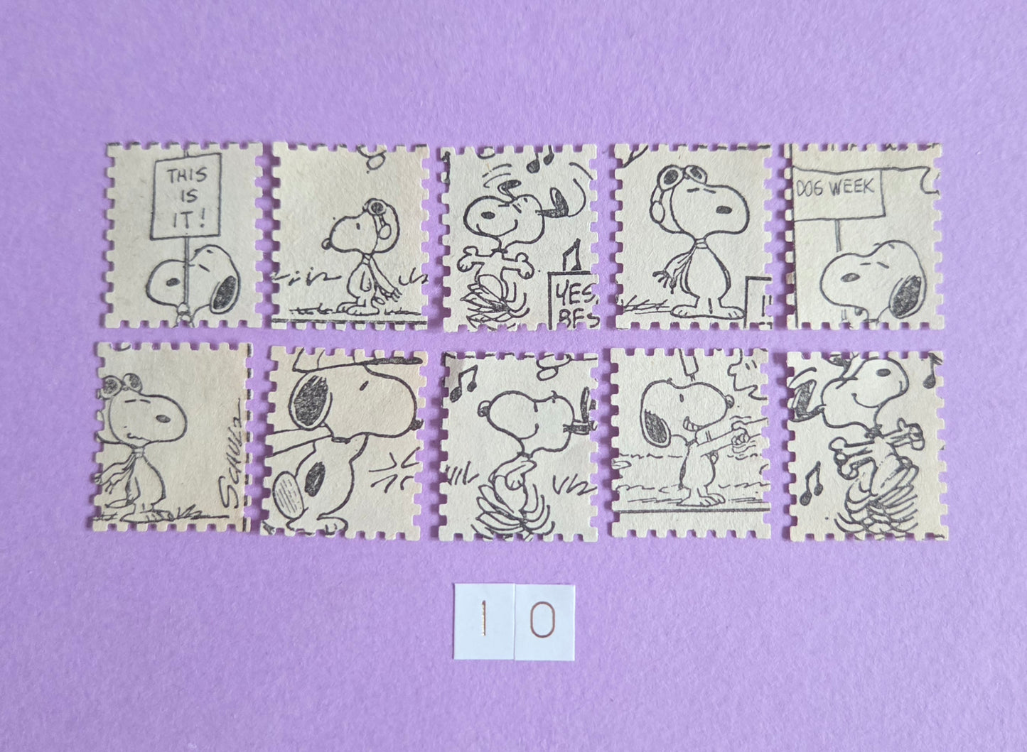 Vintage Snoopy Stamp-Cut Ephemera - SET 10 | Repurposed Comic Book Pieces for Junk Journals & Scrapbooking | Limited Edition