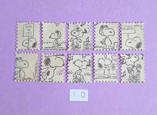 Vintage Snoopy Stamp-Cut Ephemera - SET 10 | Repurposed Comic Book Pieces for Junk Journals & Scrapbooking | Limited Edition