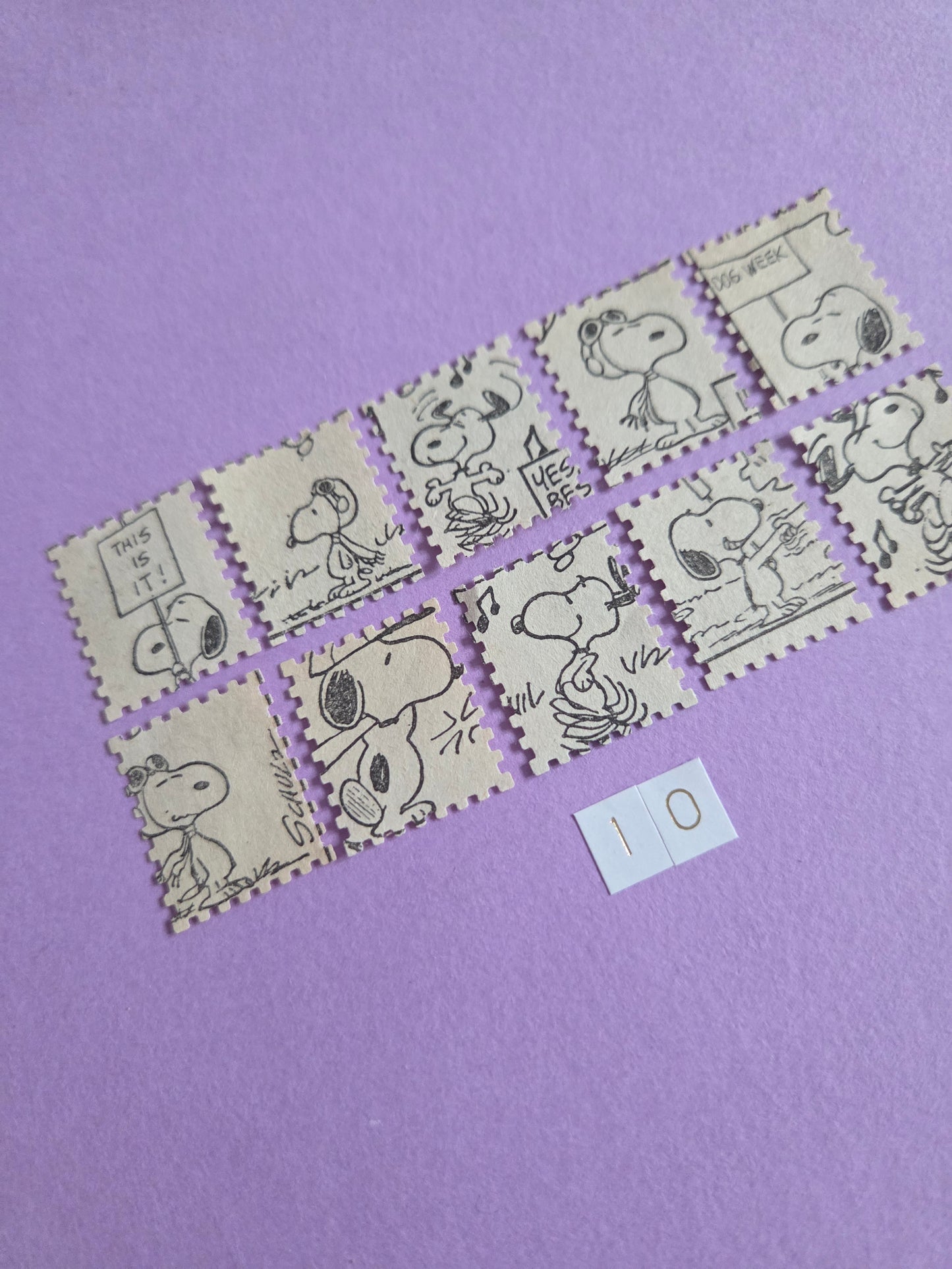 Vintage Snoopy Stamp-Cut Ephemera - SET 10 | Repurposed Comic Book Pieces for Junk Journals & Scrapbooking | Limited Edition