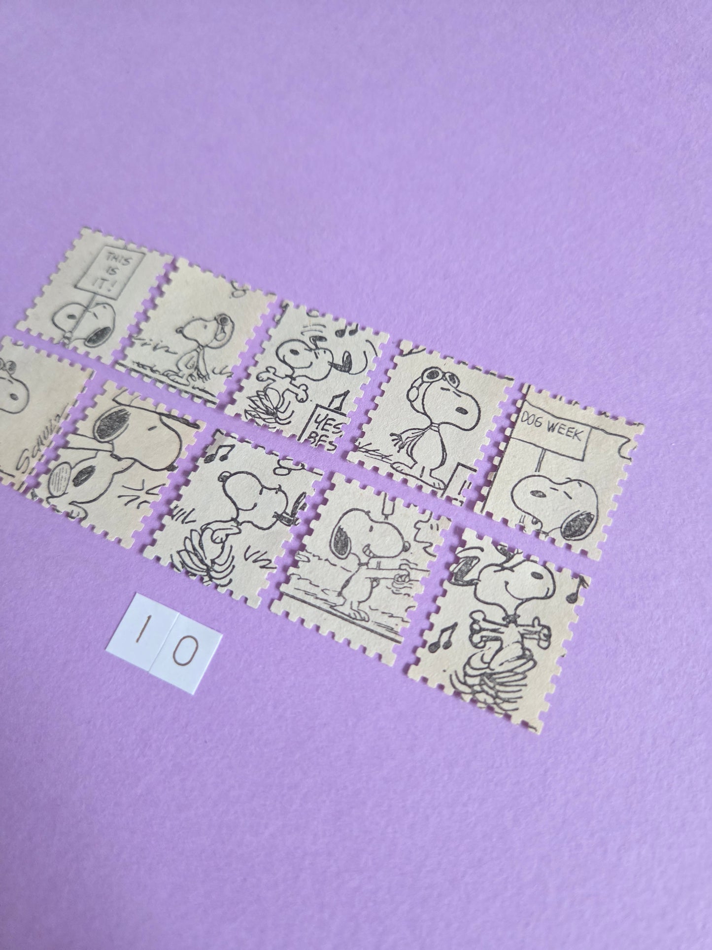 Vintage Snoopy Stamp-Cut Ephemera - SET 10 | Repurposed Comic Book Pieces for Junk Journals & Scrapbooking | Limited Edition