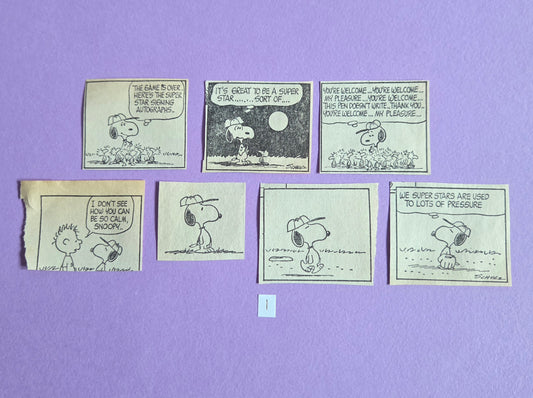 Vintage Snoopy SQUARE-CUT Ephemera - SET 1 | Repurposed Comic Book Pieces for Junk Journals & Scrapbooking | Limited Edition