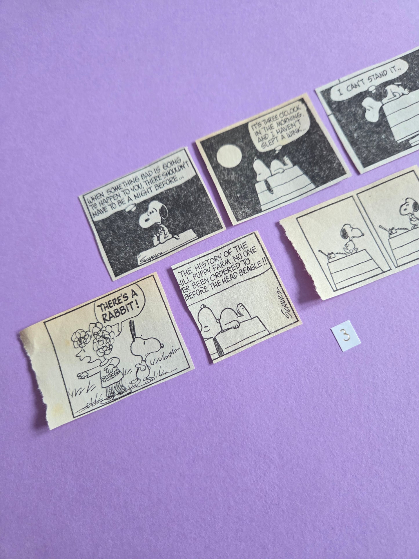 Vintage Snoopy SQUARE-CUT Ephemera - SET 3 | Repurposed Comic Book Pieces for Junk Journals & Scrapbooking | Limited Edition