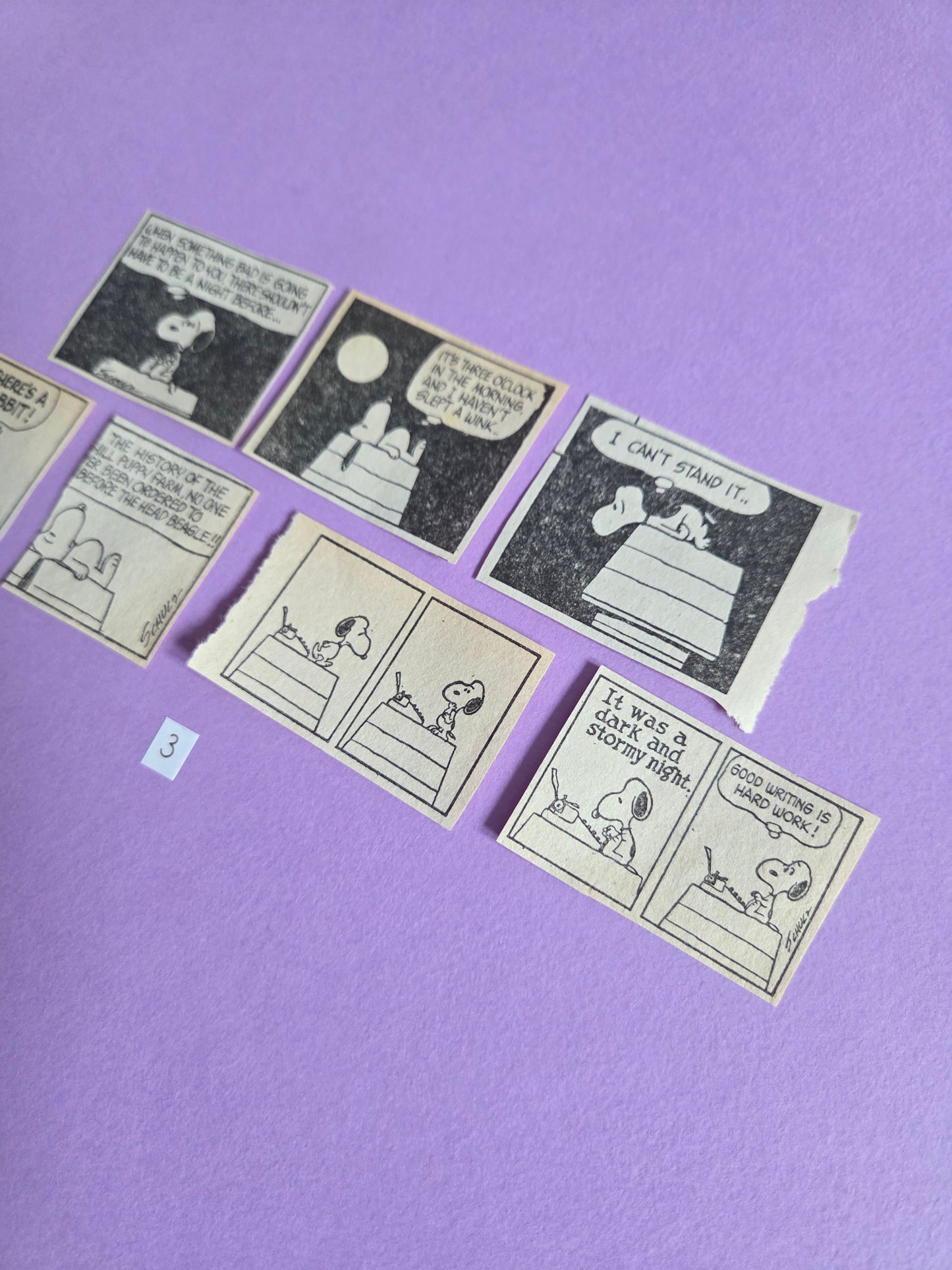 Vintage Snoopy SQUARE-CUT Ephemera - SET 3 | Repurposed Comic Book Pieces for Junk Journals & Scrapbooking | Limited Edition