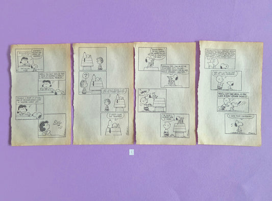 Vintage Snoopy Torn Page Ephemera Set (Set 1) 4 PAGES | Repurposed Comic Book Pages for Junk Journals & Scrapbooking | Limited Edition