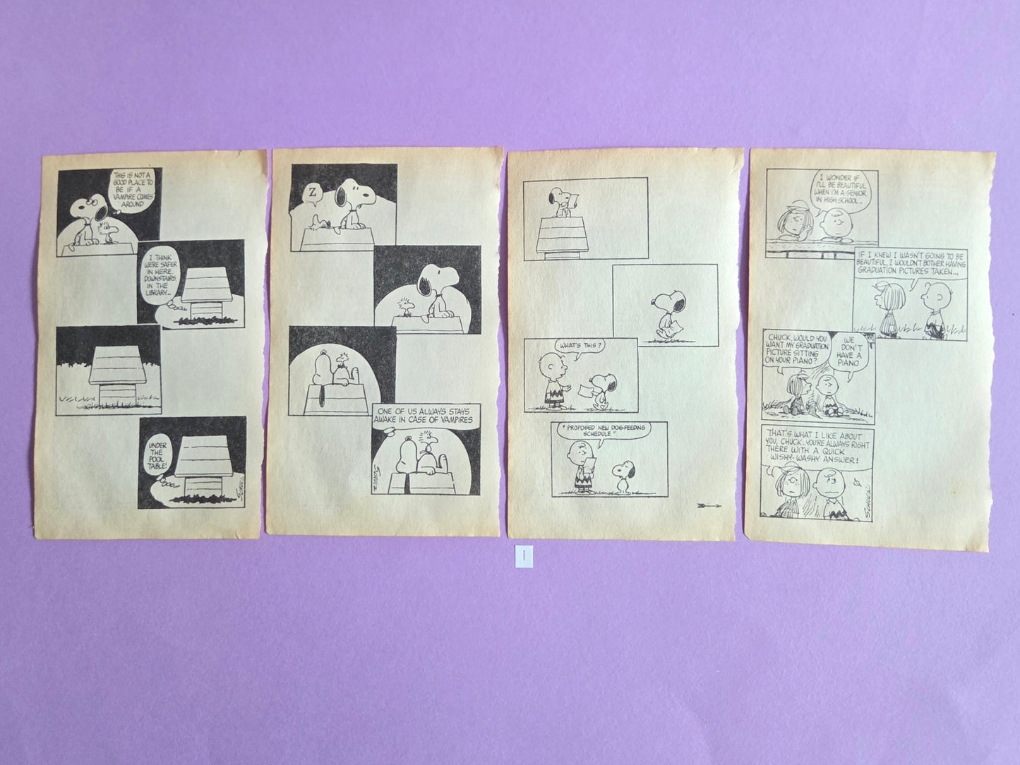 Vintage Snoopy Torn Page Ephemera Set (Set 1) 4 PAGES | Repurposed Comic Book Pages for Junk Journals & Scrapbooking | Limited Edition