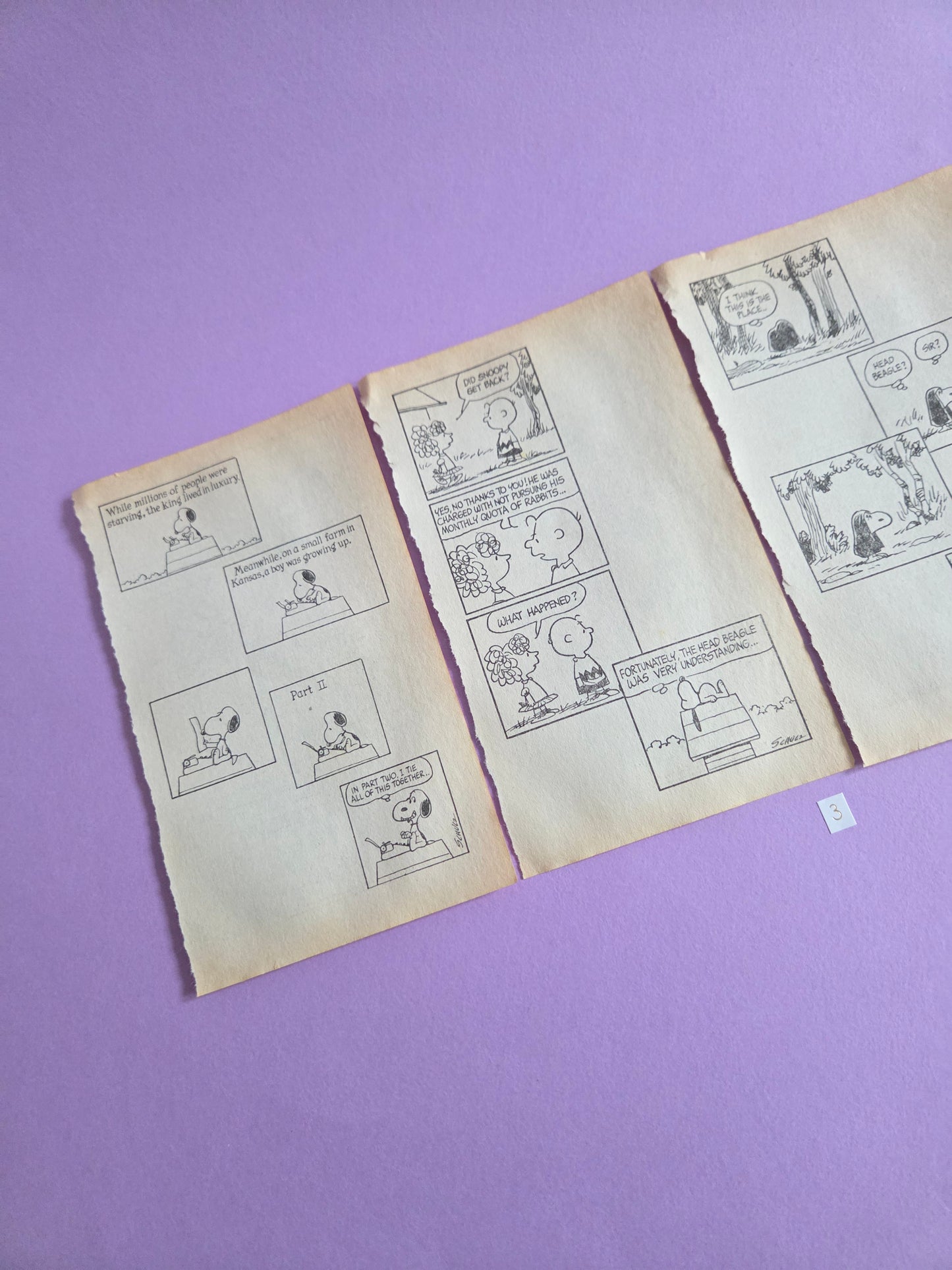 Vintage Snoopy Torn Page Ephemera Set (Set 3) 4 PAGES | Repurposed Comic Book Pages for Junk Journals & Scrapbooking | Limited Edition