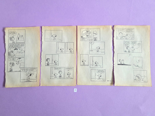 Vintage Snoopy Torn Page Ephemera Set (Set 4) 4 PAGES | Repurposed Comic Book Pages for Junk Journals & Scrapbooking | Limited Edition