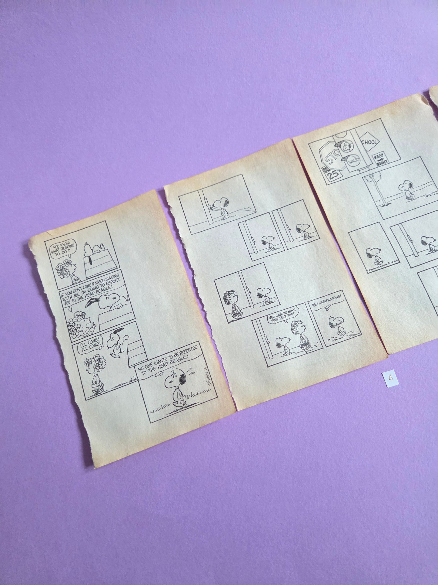 Vintage Snoopy Torn Page Ephemera Set (Set 4) 4 PAGES | Repurposed Comic Book Pages for Junk Journals & Scrapbooking | Limited Edition