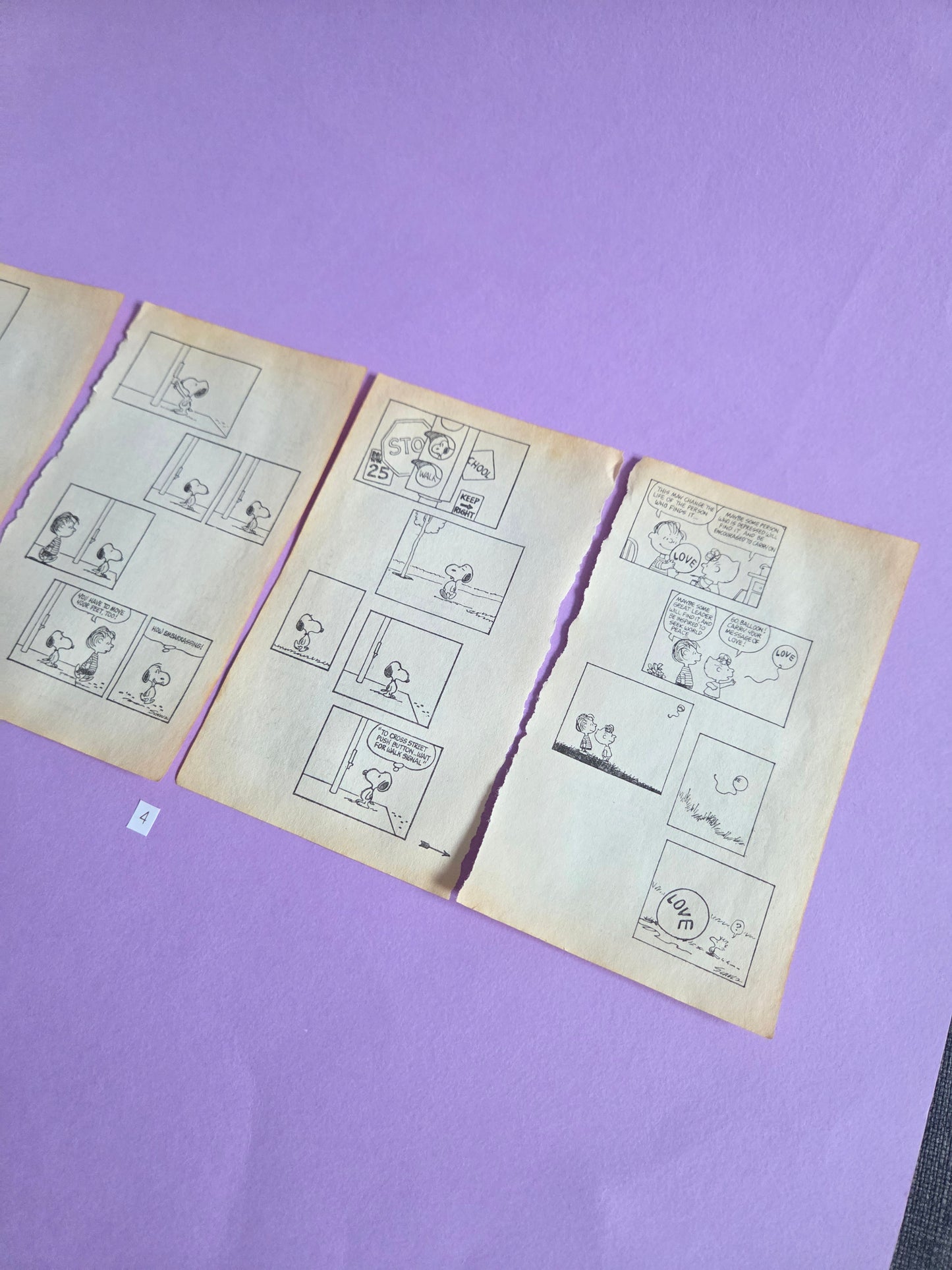 Vintage Snoopy Torn Page Ephemera Set (Set 4) 4 PAGES | Repurposed Comic Book Pages for Junk Journals & Scrapbooking | Limited Edition
