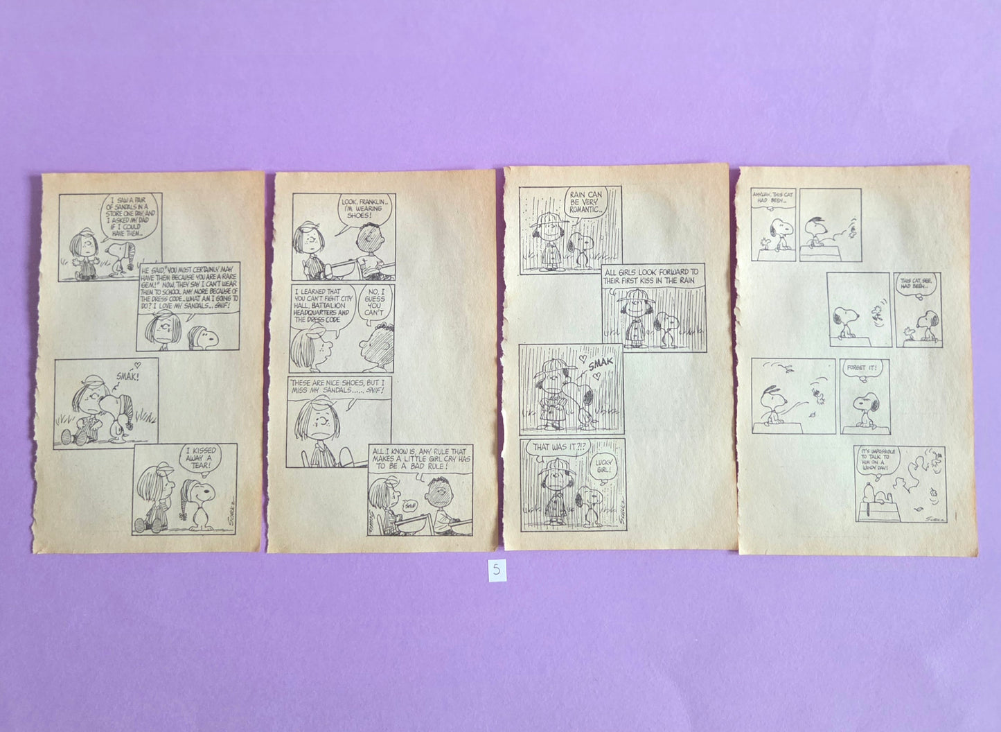 Vintage Snoopy Torn Page Ephemera Set (Set 5) 4 PAGES | Repurposed Comic Book Pages for Junk Journals & Scrapbooking | Limited Edition