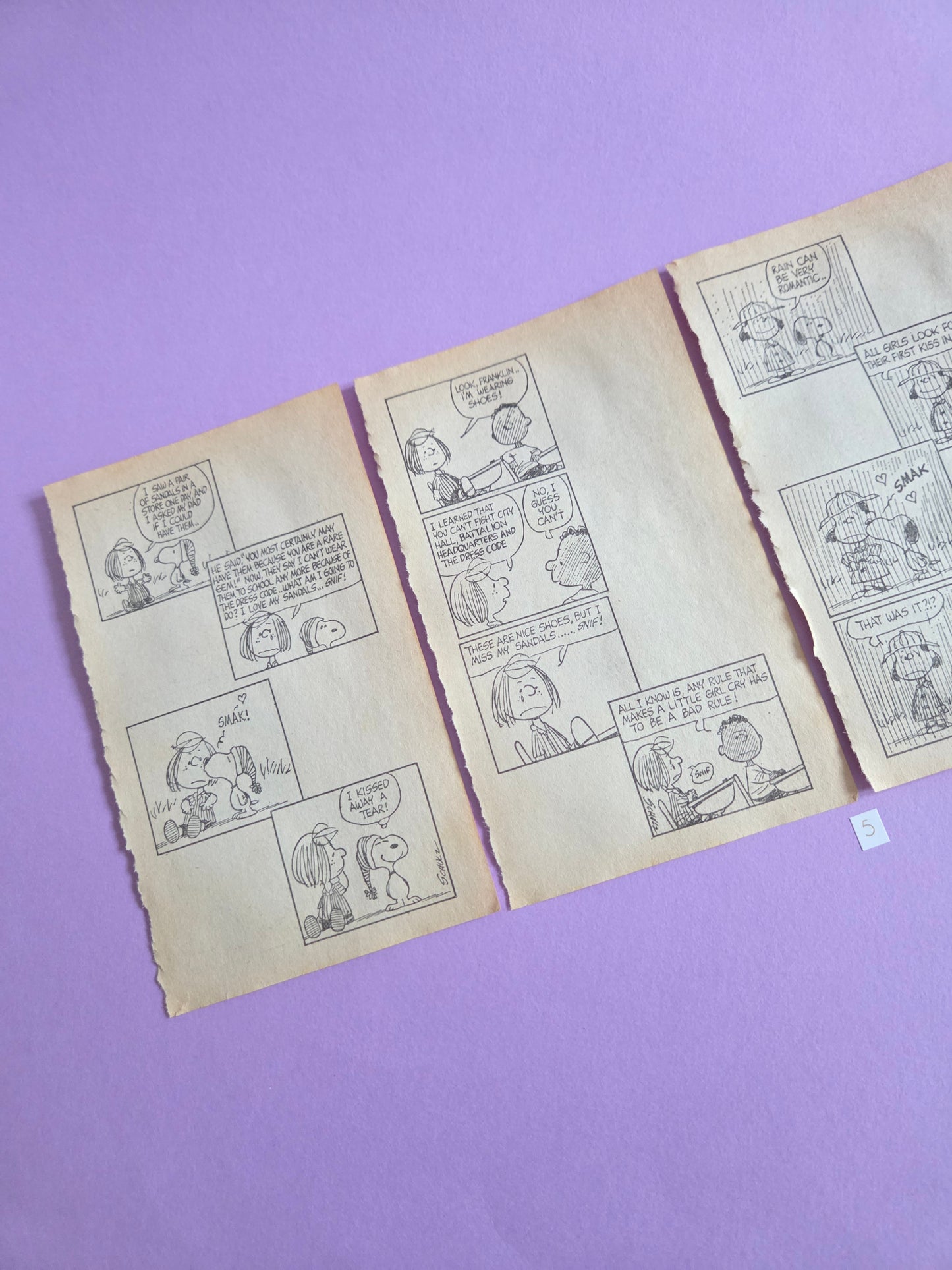 Vintage Snoopy Torn Page Ephemera Set (Set 5) 4 PAGES | Repurposed Comic Book Pages for Junk Journals & Scrapbooking | Limited Edition