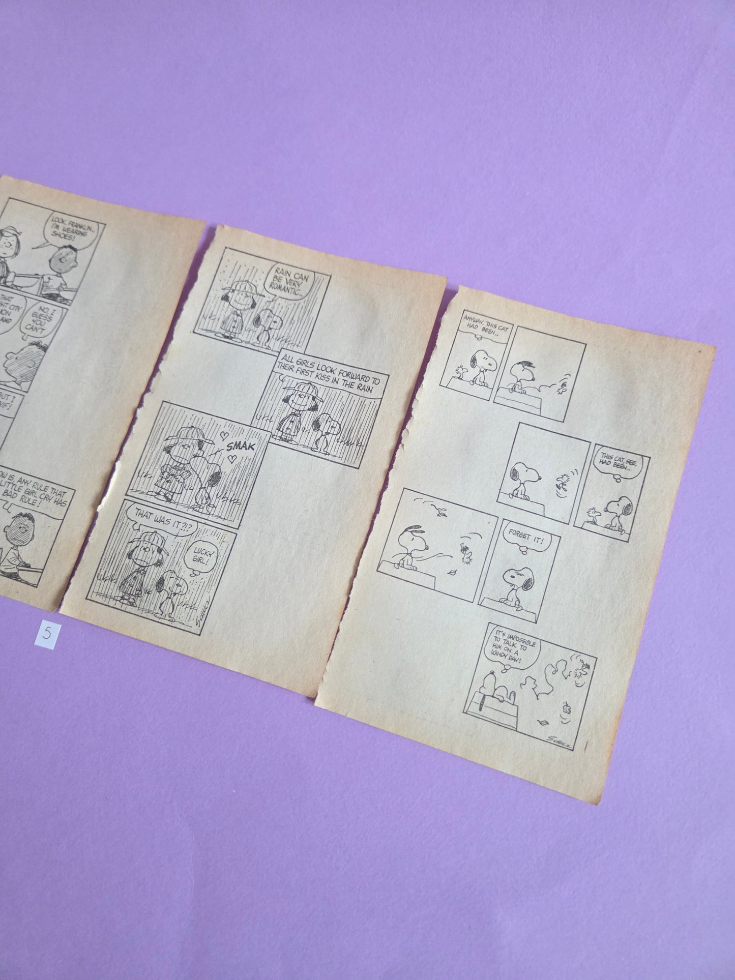 Vintage Snoopy Torn Page Ephemera Set (Set 5) 4 PAGES | Repurposed Comic Book Pages for Junk Journals & Scrapbooking | Limited Edition