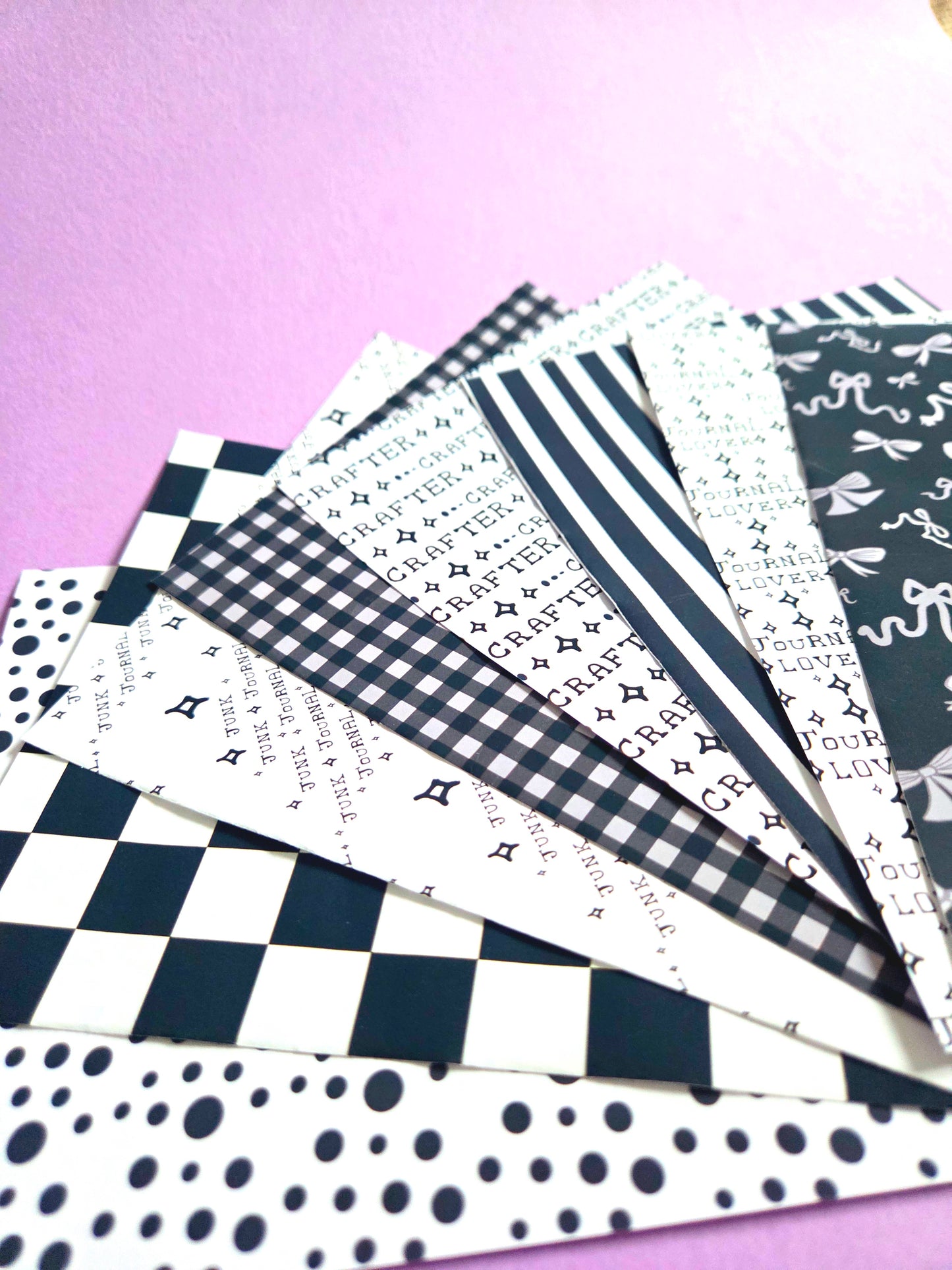 Black & White (Monochrome) Patterned Paper Scrap Pack | A5 Scrapbook Paper Pack