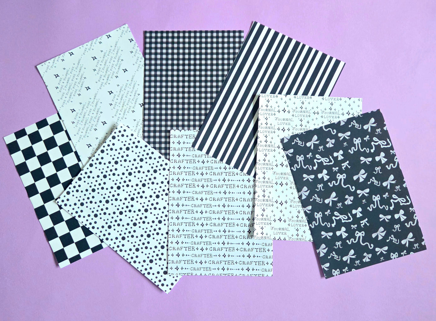 Black & White (Monochrome) Patterned Paper Scrap Pack | A5 Scrapbook Paper Pack