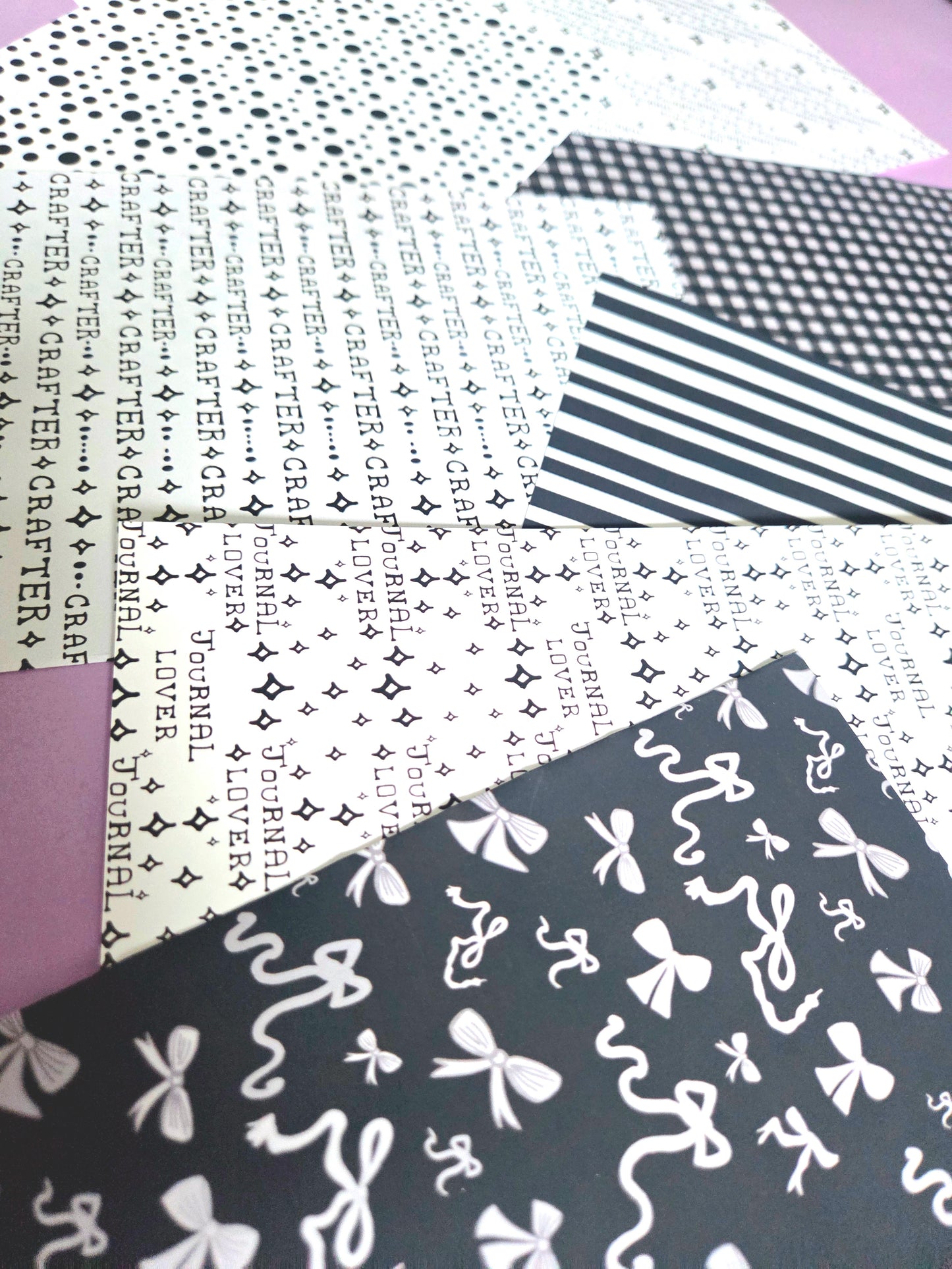Black & White (Monochrome) Patterned Paper Scrap Pack | A5 Scrapbook Paper Pack