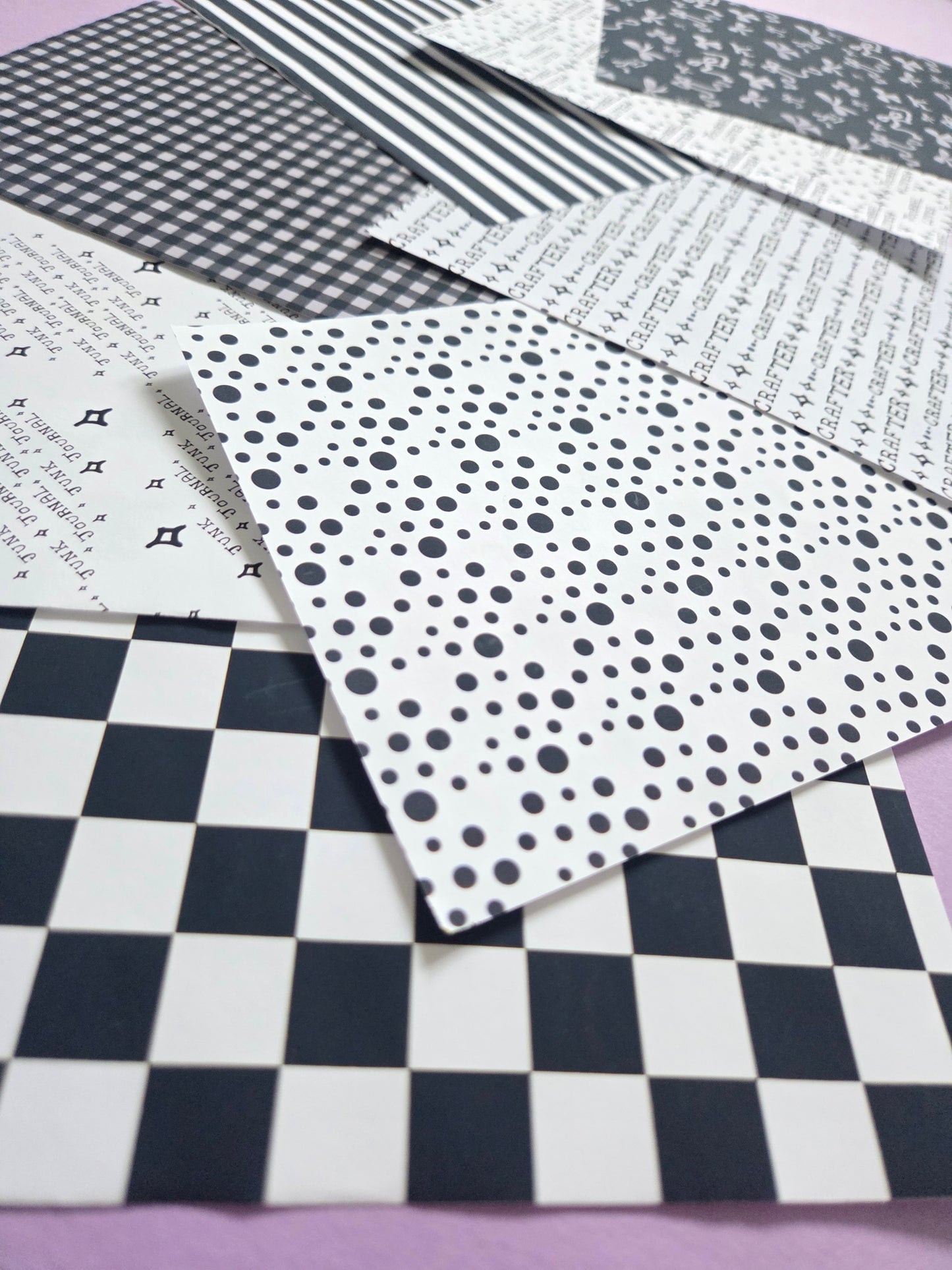 Black & White (Monochrome) Patterned Paper Scrap Pack | A5 Scrapbook Paper Pack