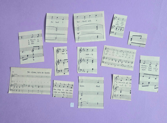 Vintage Music Sheet Ephemera Set 1 | Authentic Antique Hymn & Song Paper Pieces for Junk Journals & Craft Projects | Limited Edition