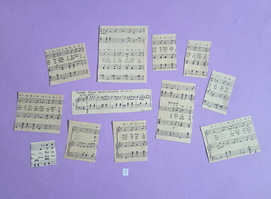 Vintage Music Sheet Ephemera SET 2 | Authentic Antique Hymn & Song Paper Pieces for Junk Journals & Craft Projects | Limited Edition