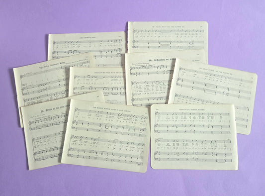 Vintage Hymn & Music Sheet Ephemera SET 1 | Bundle of 9 Antique Paper Pieces for Junk Journals, Scrapbooking & Collage | Limited Edition