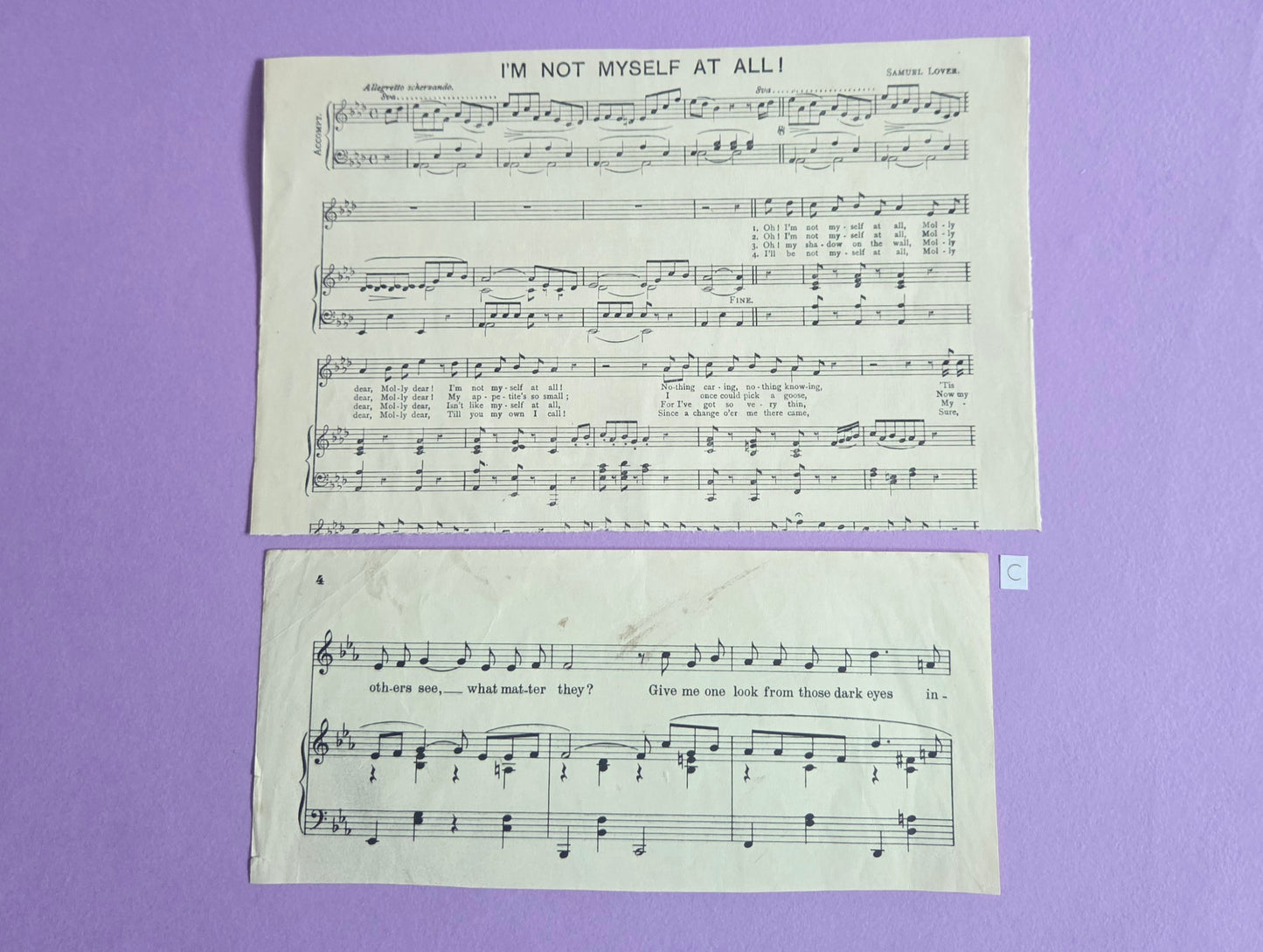 Vintage Music Sheet Ephemera Set C | Authentic Antique Hymn & Song Paper Pieces for Junk Journals & Craft Projects | Limited Edition