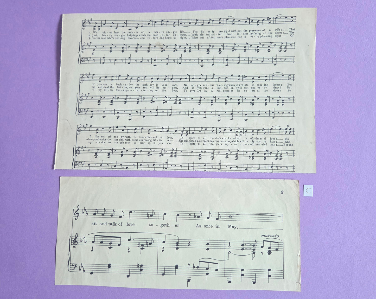 Vintage Music Sheet Ephemera Set C | Authentic Antique Hymn & Song Paper Pieces for Junk Journals & Craft Projects | Limited Edition